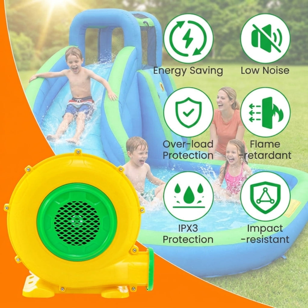 Redsmile 950W Air Blower Pump Fan with Handle and Ground Stakes, High-Performance Inflatable Blower for Bounce House and Holiday Inflatables, Portable Air Pump, Yellow