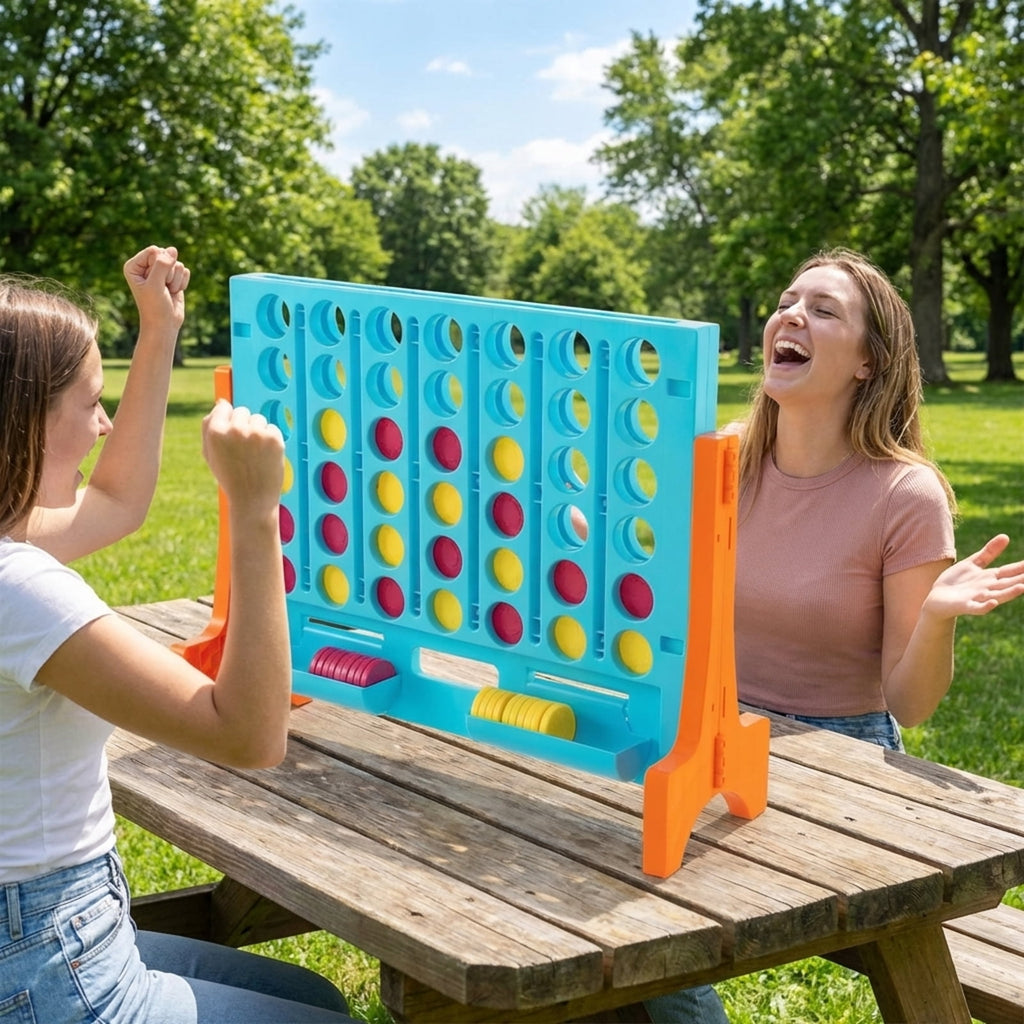 Redsmile Jumbo 4-to-Score Connect Game Set with Carrying Bag and 42 Coins Orange - Portable Outdoor Indoor Game for Birthday Party BBQ Camping Family Fun