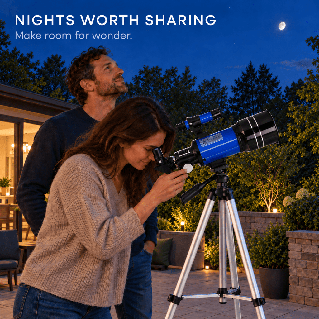 Redsmile Telescope for Kids and Adults, 70mm Aperture 300mm Refractor Telescope for Beginners, High Powered 20x to 150x, 3x Barlow, Phone Adapter, AZ Tripod, Portable Astronomy for Stargazing, Blue