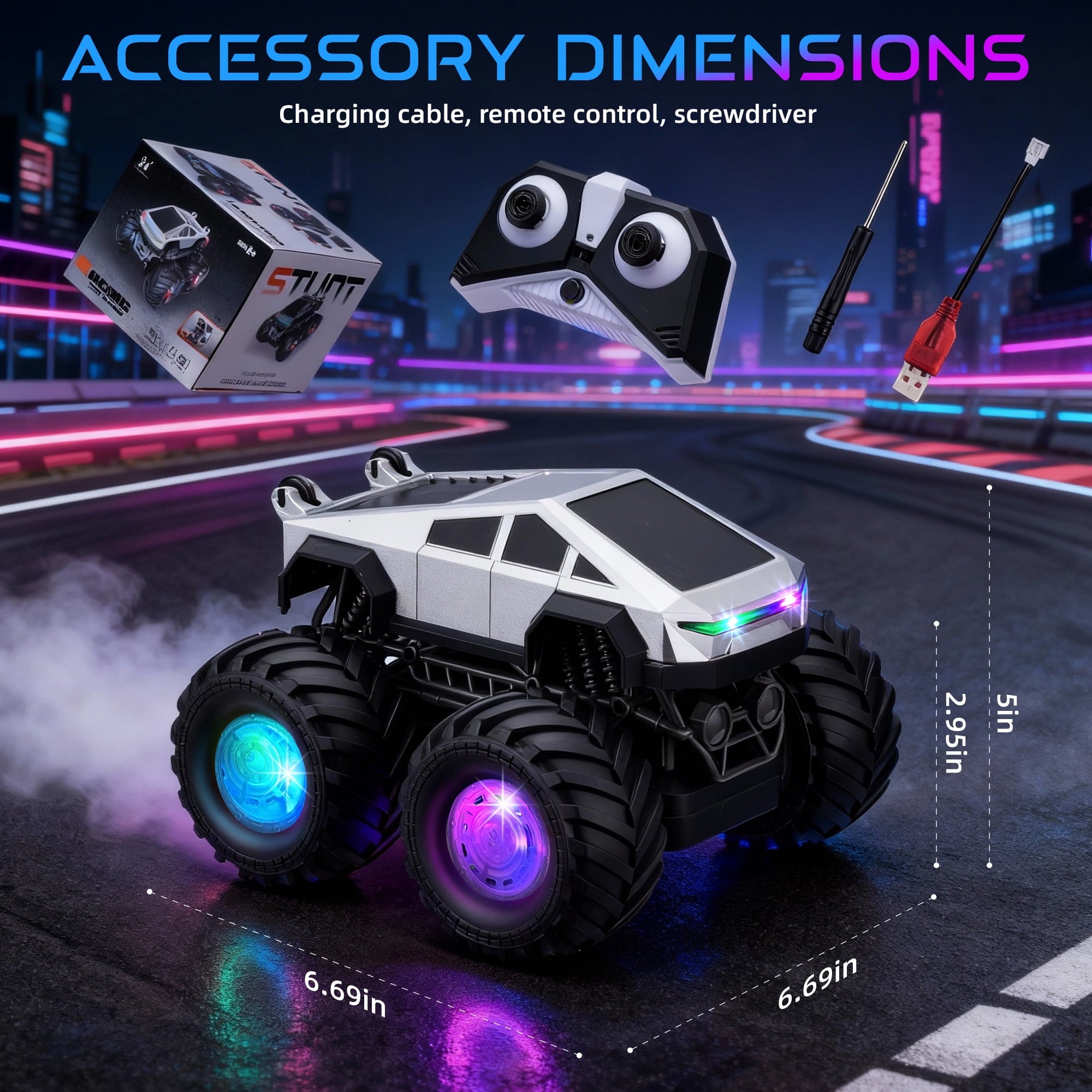 Redsmile Remote Control Car,2.4GHz Amphibious RC Cars,1:18 Waterproof Cyber Truck with LED Lights,360¡ã Rotatable Monster Truck Toys