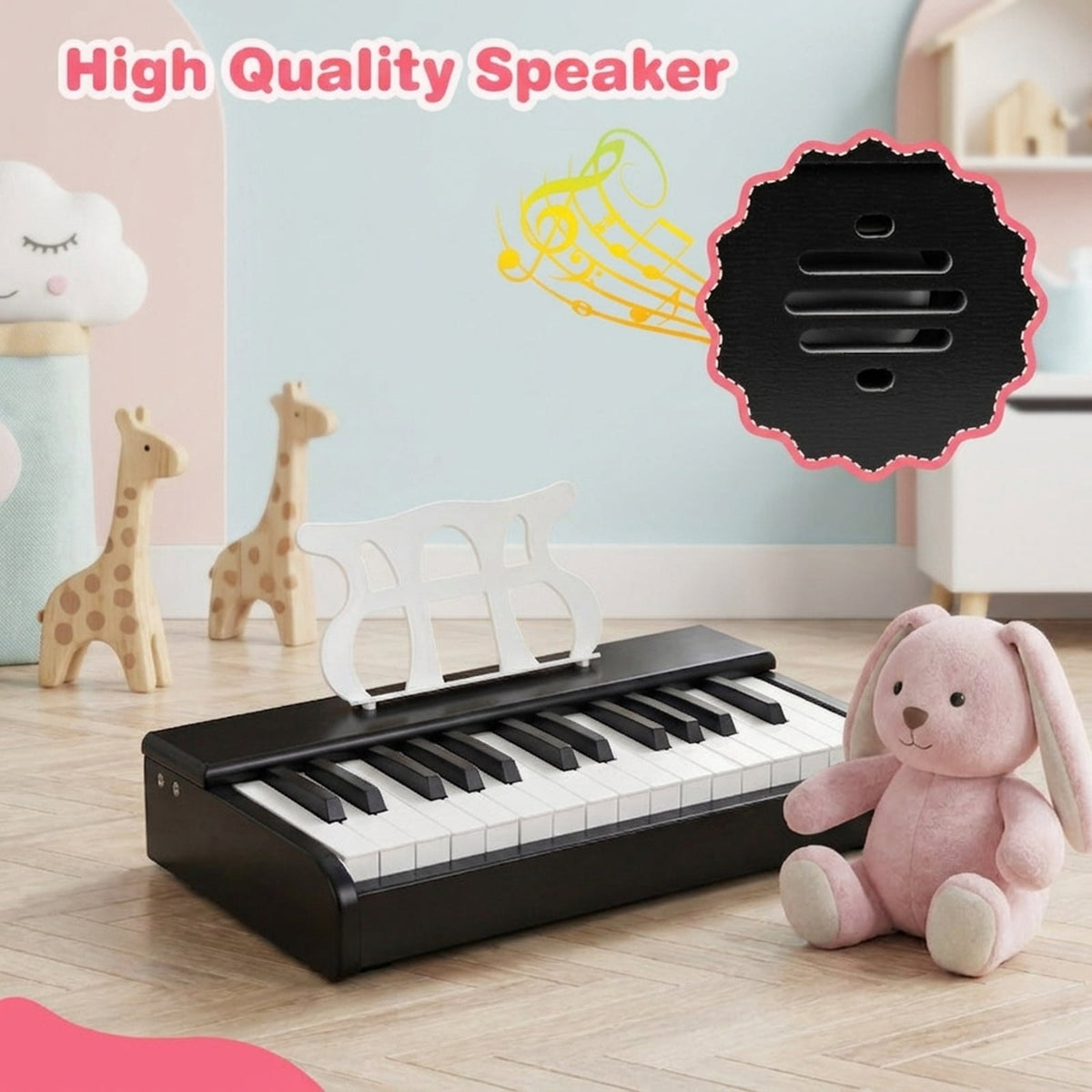 Redsmile 30-Key Kids Piano Keyboard with Music Stand and ASTM-Certified Design for Toddlers and Beginners, Black