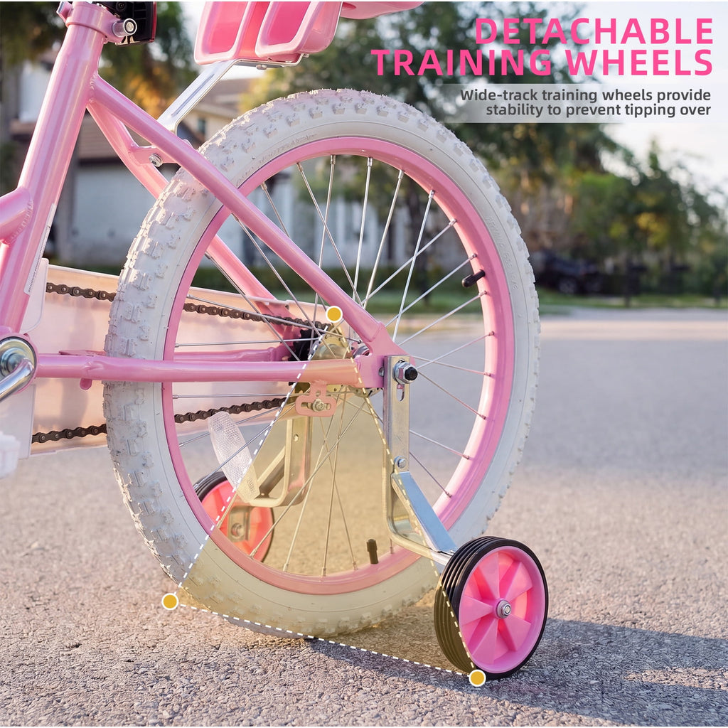 Redsmile 20 Inch Girls Bike for 6-13 Years Old Kids, Kids Bicycle with Basket and Doll Seat, Pink