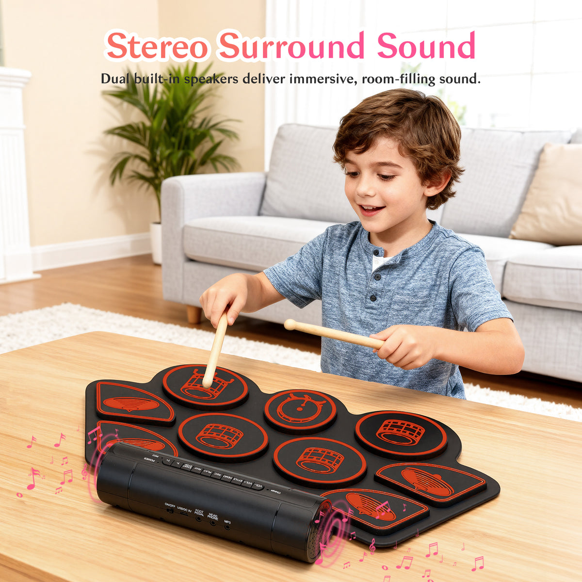 Redsmile Electronic Drum Set Kit with 9 Pads and Dual Speakers for Kids and Adults,Portable Practice Kit for Beginners