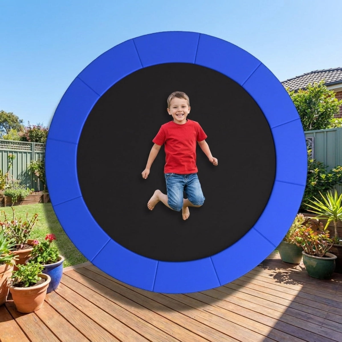 Redsmile 14 Feet Trampoline Pad Replacement Safety Pad with Fixing Straps, Blue