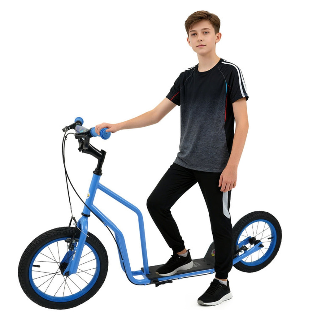 Redsmile Kids Scooter for Ages 8 and Up, Youth Scooter with 16/14 Inch Inflatable Wheels and Adjustable Handlebar, Big Wheel Scooter, Blue