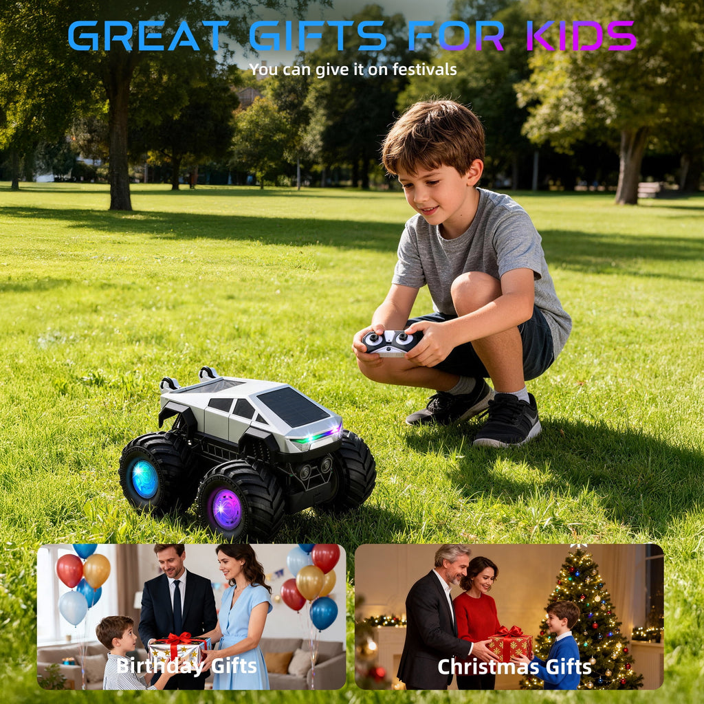 Redsmile Remote Control Car,2.4GHz Amphibious RC Cars,1:18 Waterproof Cyber Truck with LED Lights,360¡ã Rotatable Monster Truck Toys