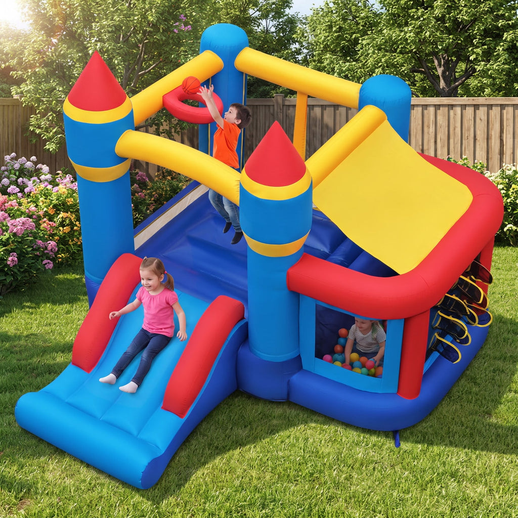 Redsmile Inflatable Bounce House with Slide Ball Pit and Pitching Game for Birthday Party Carnival for Kids Backyard Playground Summer Fun