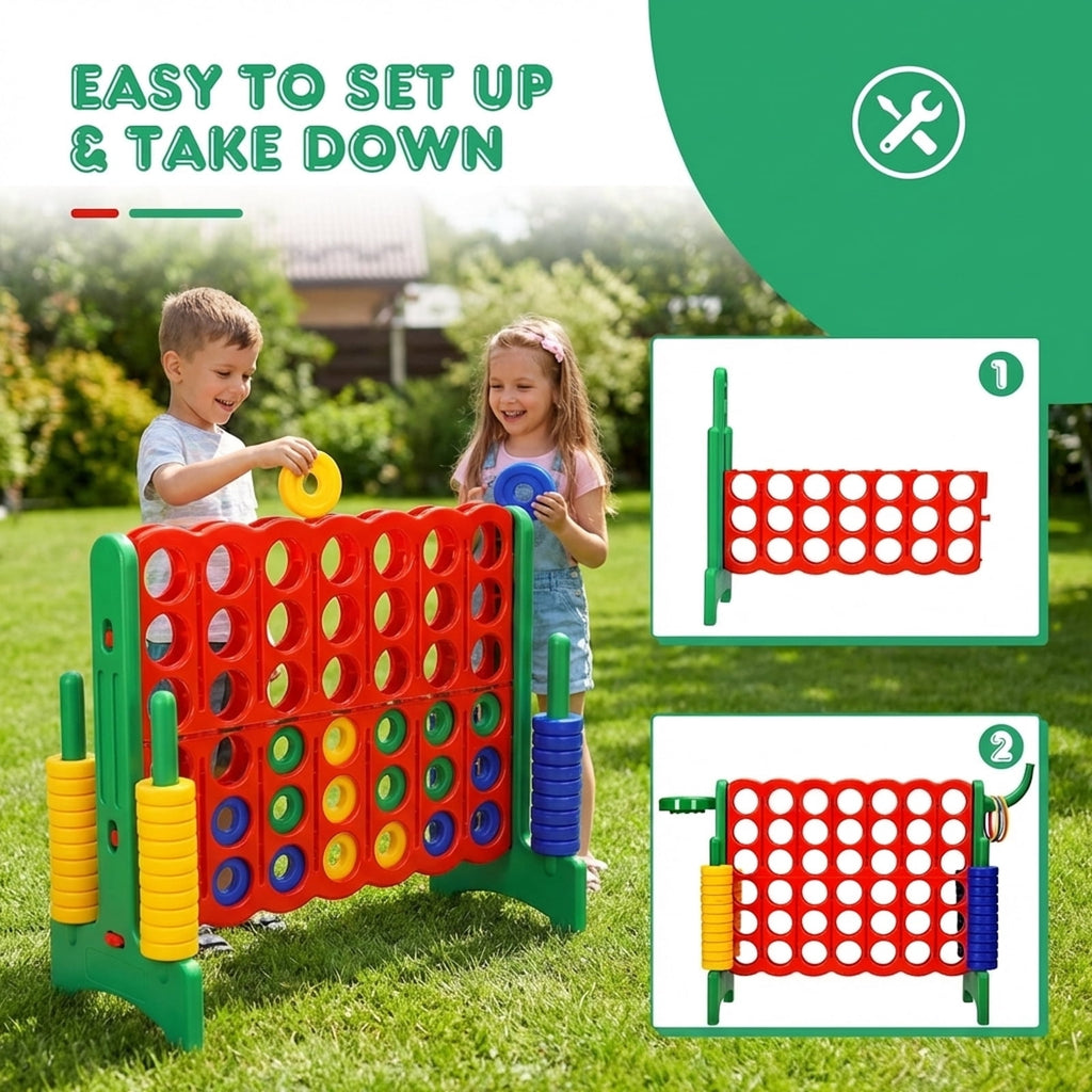 Redsmile 2.5Ft 4-to-Score Giant Game Set in Green - Family Game Night Entertainment for All Ages Indoor Outdoor Yard Party Fun