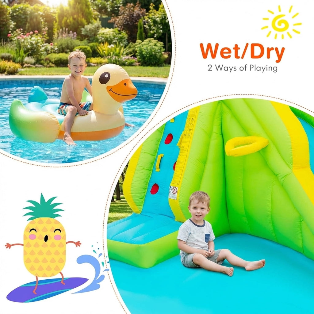 Redsmile Inflatable Splash Jump Slide Water Bounce without Blower - Multicolor - Kids Birthday Party