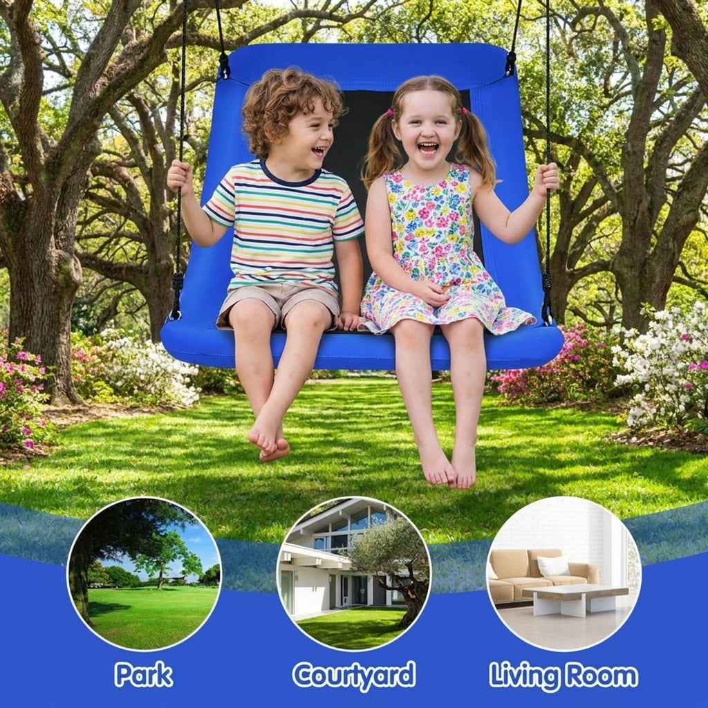 Redsmile Platform Tree Swing for Kids and Adults, 60 Inch Giant Saucer Tree Swing with Adjustable Ropes, 700 lb Outdoor Backyard Swing, Blue