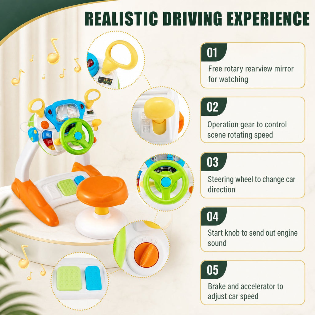 Redsmile Kids Steering Wheel Pretend Play Toy with Lights and Sounds for Toddler Boys Girls
